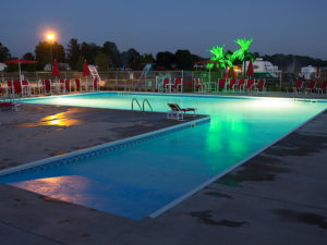 Pool At Night | Yogi Bear's Jellystone Park™ Camp-Resort | South Haven, MI